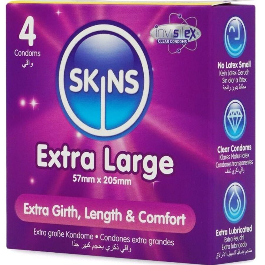 SKINS Pack 4 Préservatifs Extra Larges Premium — vue détaillée