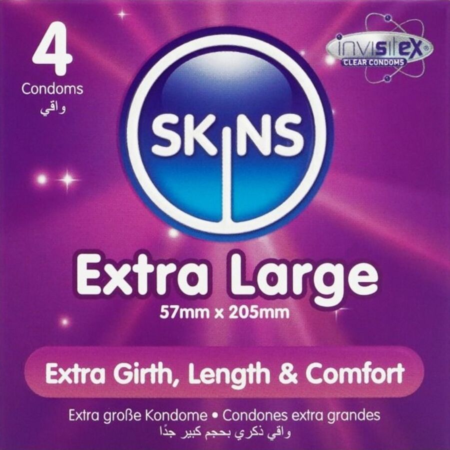 SKINS Pack 4 Préservatifs Extra Larges Premium - Aura Intime