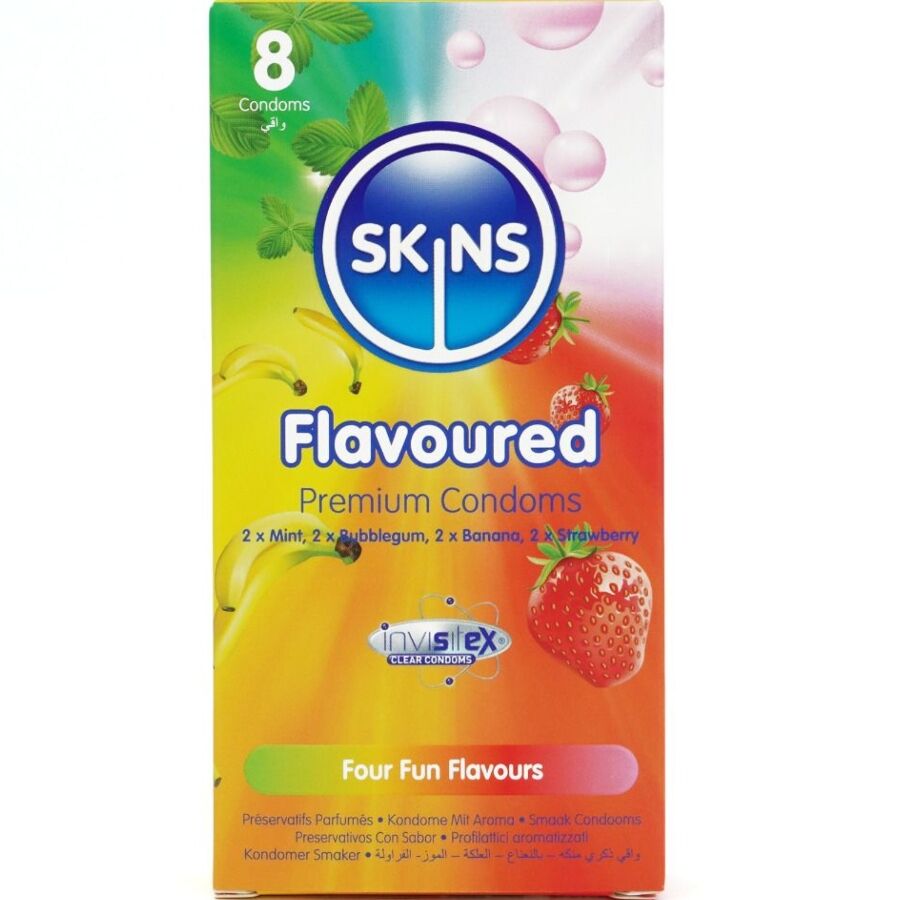 SKINS Pack 8 Préservatifs Premium Multi-Saveurs - Aura Intime