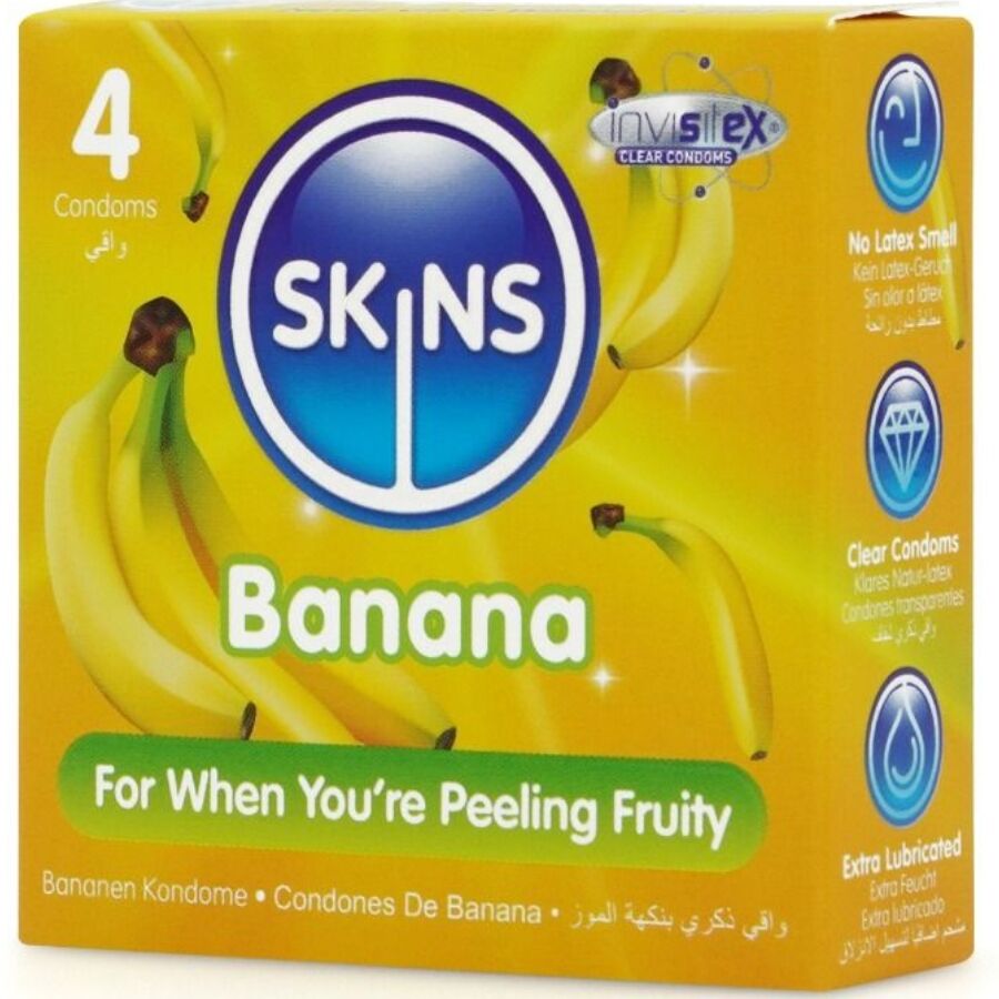 SKINS Pack 4 Préservatifs Banane Premium — vue détaillée