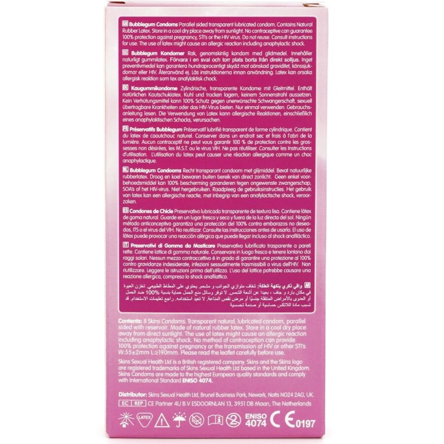 SKINS Pack 8 Préservatifs Premium Bubblegum — vue arrière