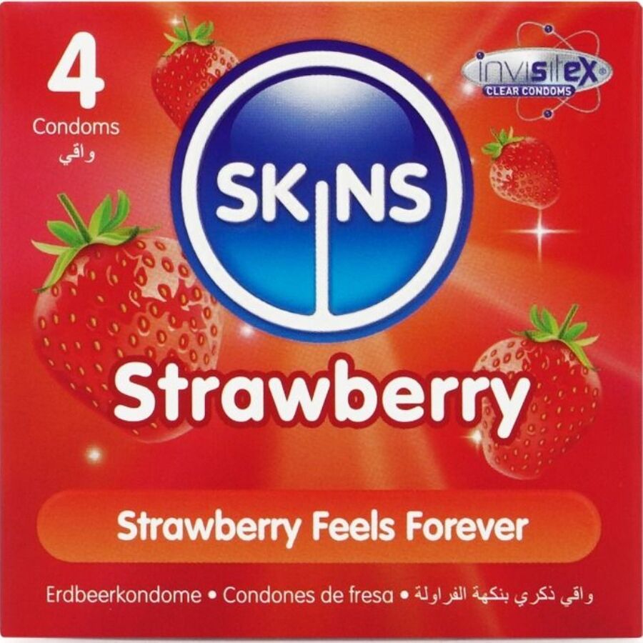 SKINS Pack 4 Préservatifs Premium Fraise - Aura Intime