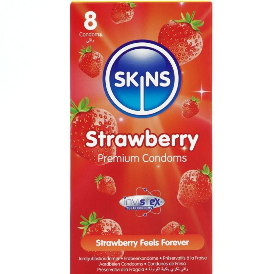SKINS Pack 8 Préservatifs Premium Fraise - Aura Intime