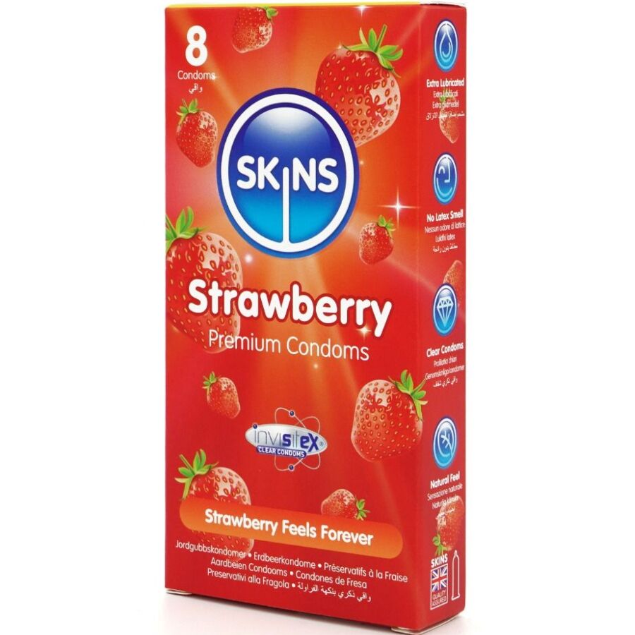 SKINS Pack 8 Préservatifs Premium Fraise — vue détaillée