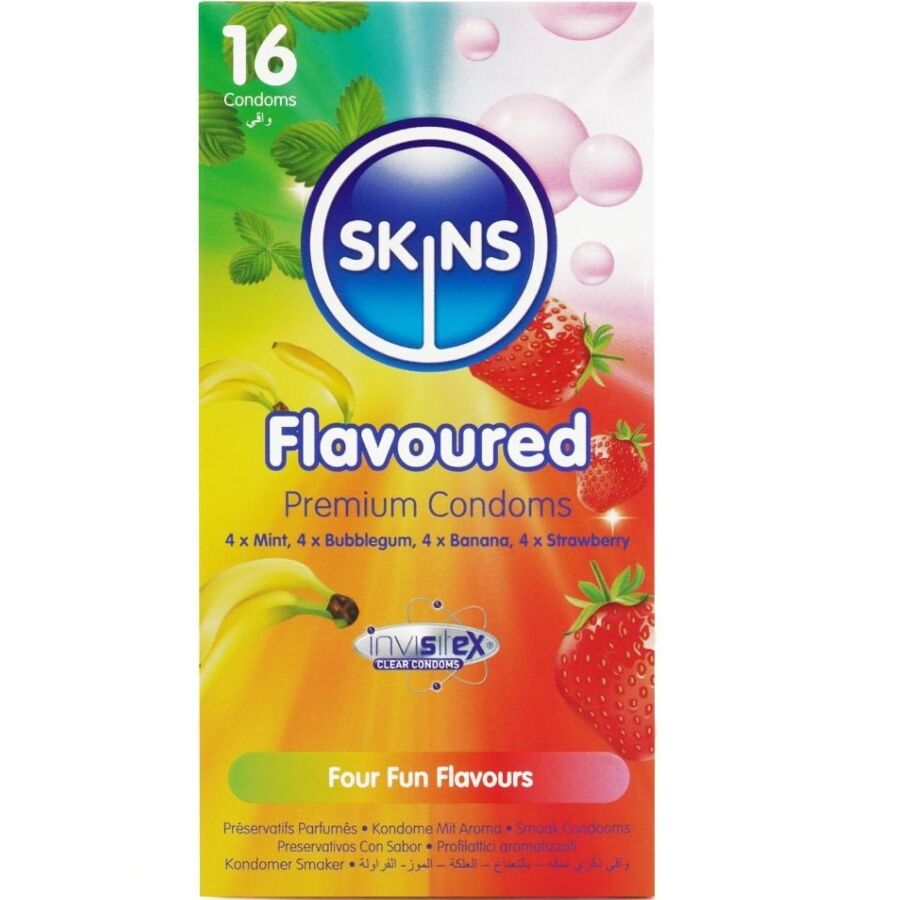 SKINS Pack 16 Préservatifs Premium Multi-Saveurs - Aura Intime