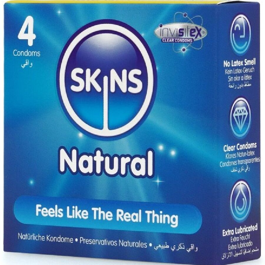 SKINS Pack 4 Préservatifs Naturels Premium — vue détaillée