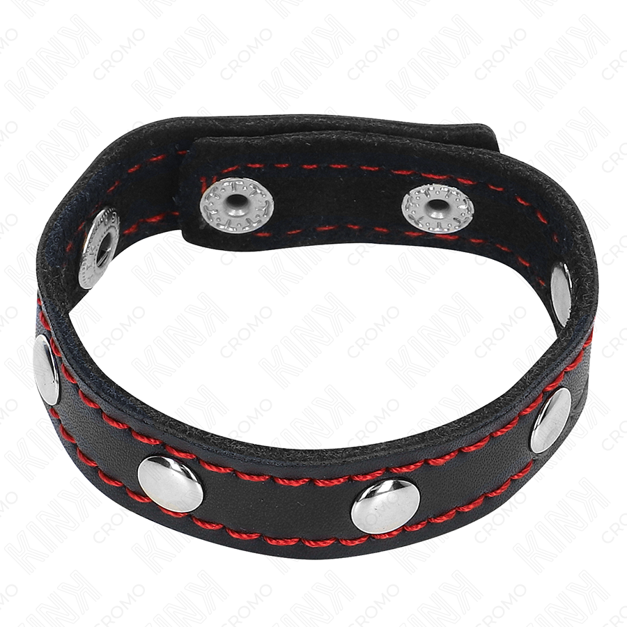 KINK RING POWER Anneau Pénis Cuir Fermeture À Pression Doublure Rouge 21 ... — vue alternative