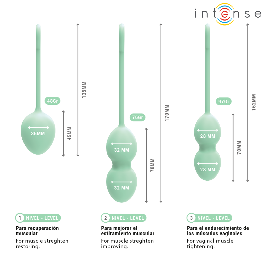INTENSE HEALTH KEGEL Kit Boules Kegel Charli Vert Clair — accessoires inclus