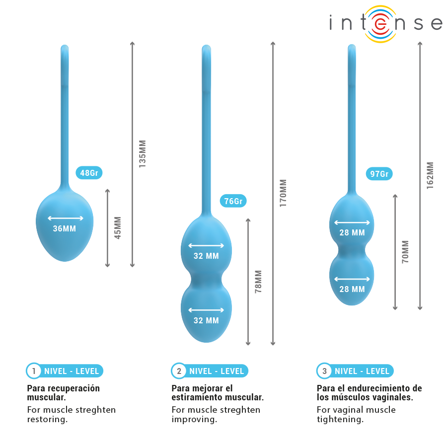 INTENSE HEALTH KEGEL Charli Kegel Ball Kit Bleu — accessoires inclus