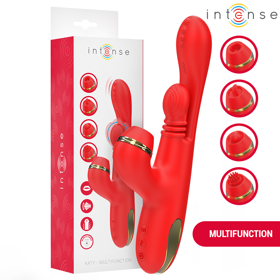 INTENSE HIGH TECH STIMULATEUR CLITORIS MULTIFONCTION KATY 4 TÊTES INTERCHAN... - Aura Intime