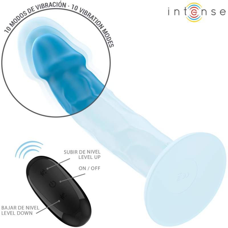 INTENSE REMOTE CONTROL Phoebe Vibrateur Réaliste 10 Vibrations Télécommande Bleu — vue arrière