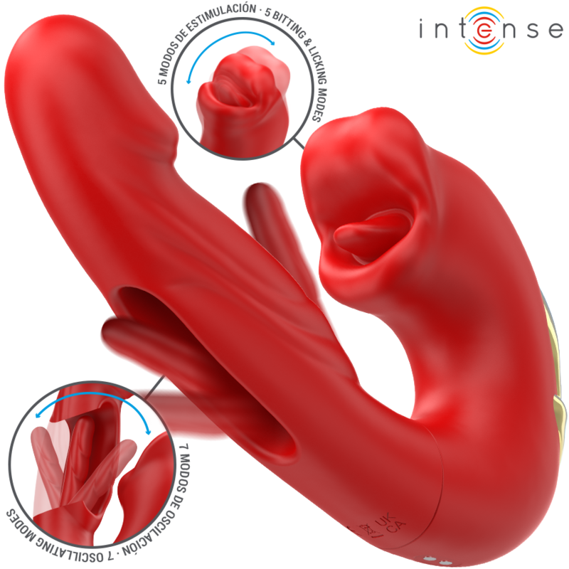 INTENSE HIGH TECH Nathy Double Vibrateur Bouche Stimulante Multifonction Rouge — vue détaillée