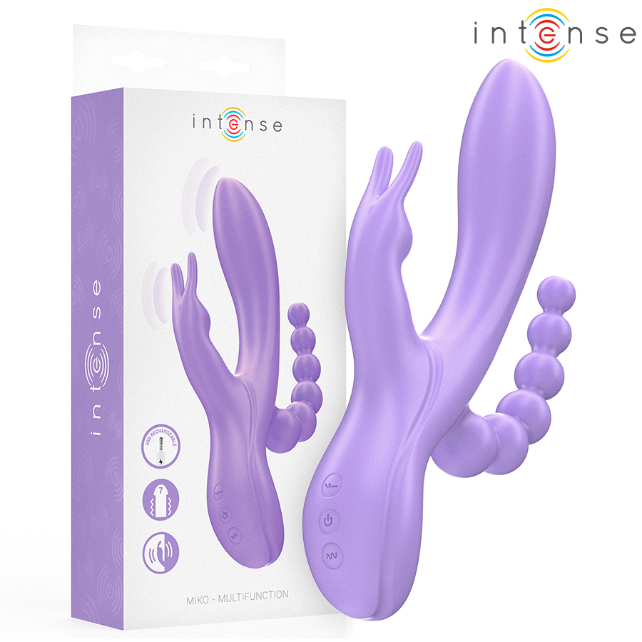 INTENSE HIGH TECH Miko Triple Vibrateur Lapin & Stimulateur & Anal 7 Vibrat... - Aura Intime