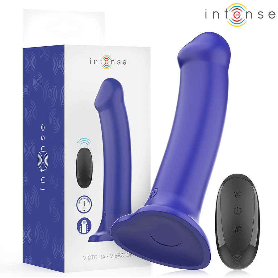 INTENSE REMOTE CONTROL Victoria Vibrateur Ventouse 10 Vibrations Bleu Foncé Télé... - Aura Intime