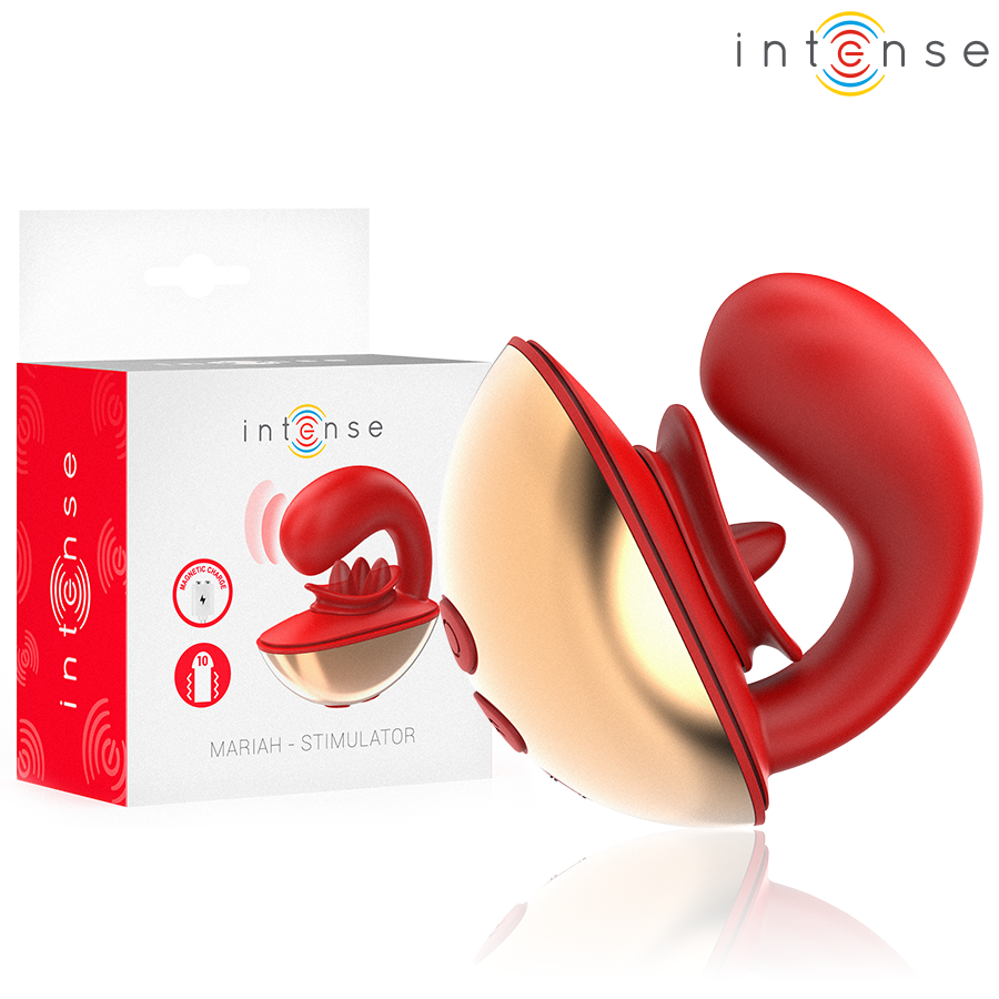 INTENSE HIGH TECH Vibrateur & Stimulateur Mariah Forme U 10 Vibrations Rouge - Aura Intime