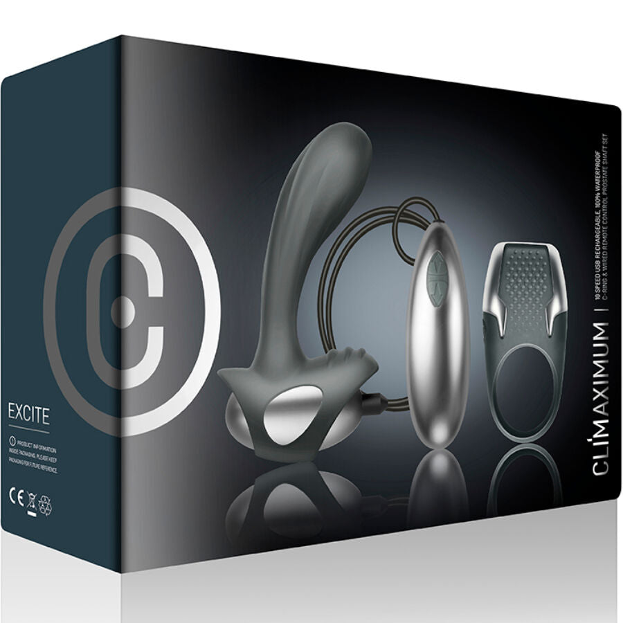 CLIMAXIMUM - Excite Penile Ring Kit + Wired Prostate Massager