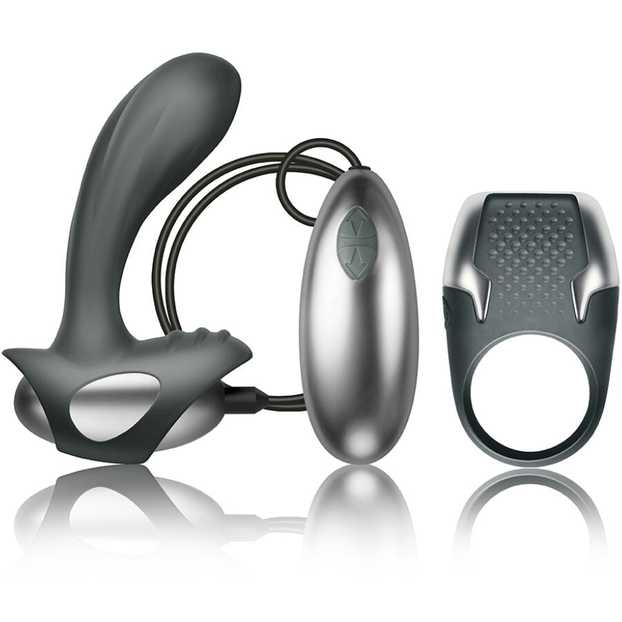 CLIMAXIMUM KIT EXCITE ANNEAU PÉNITENTIAIRE + MASSEUR PROSTATE À FIL - Aura Intime