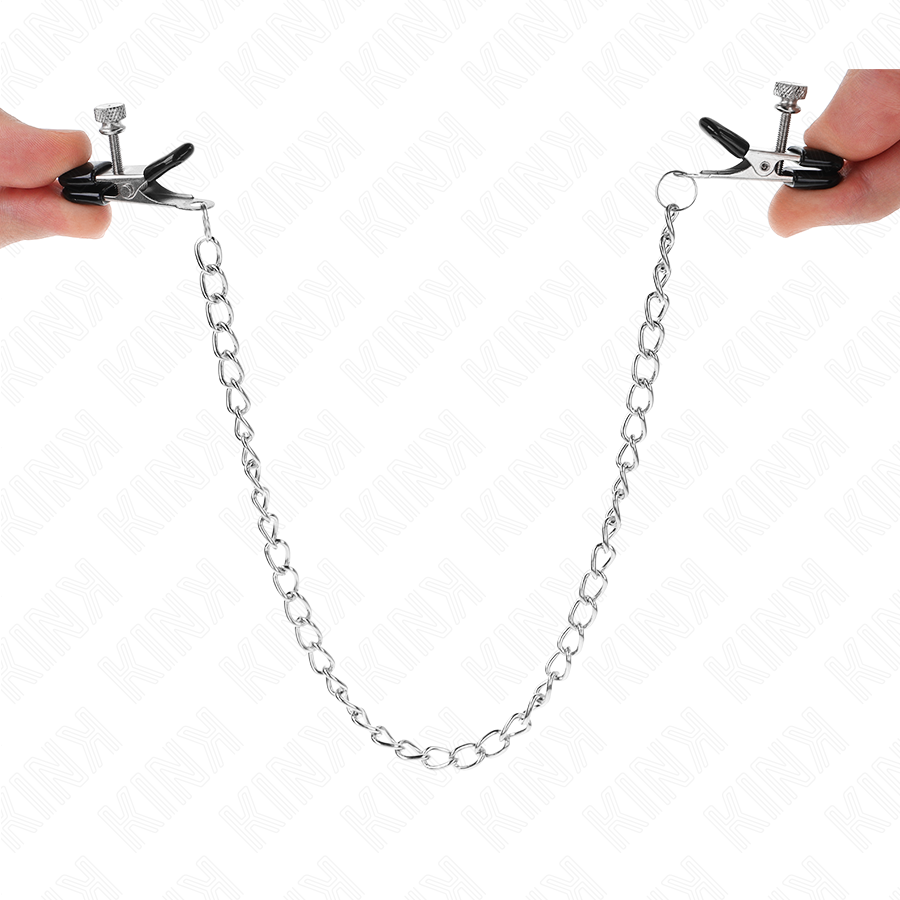 KINK NIPPLE GRIP Pinces À Tamelon Chaîne Plate Argent 34 Cm — accessoires inclus