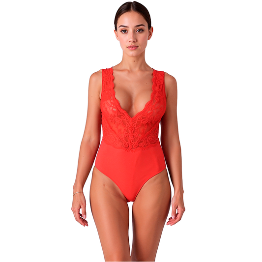 PASSION WOMAN TEDDIES Body Evalie Rouge L/Xl - Aura Intime