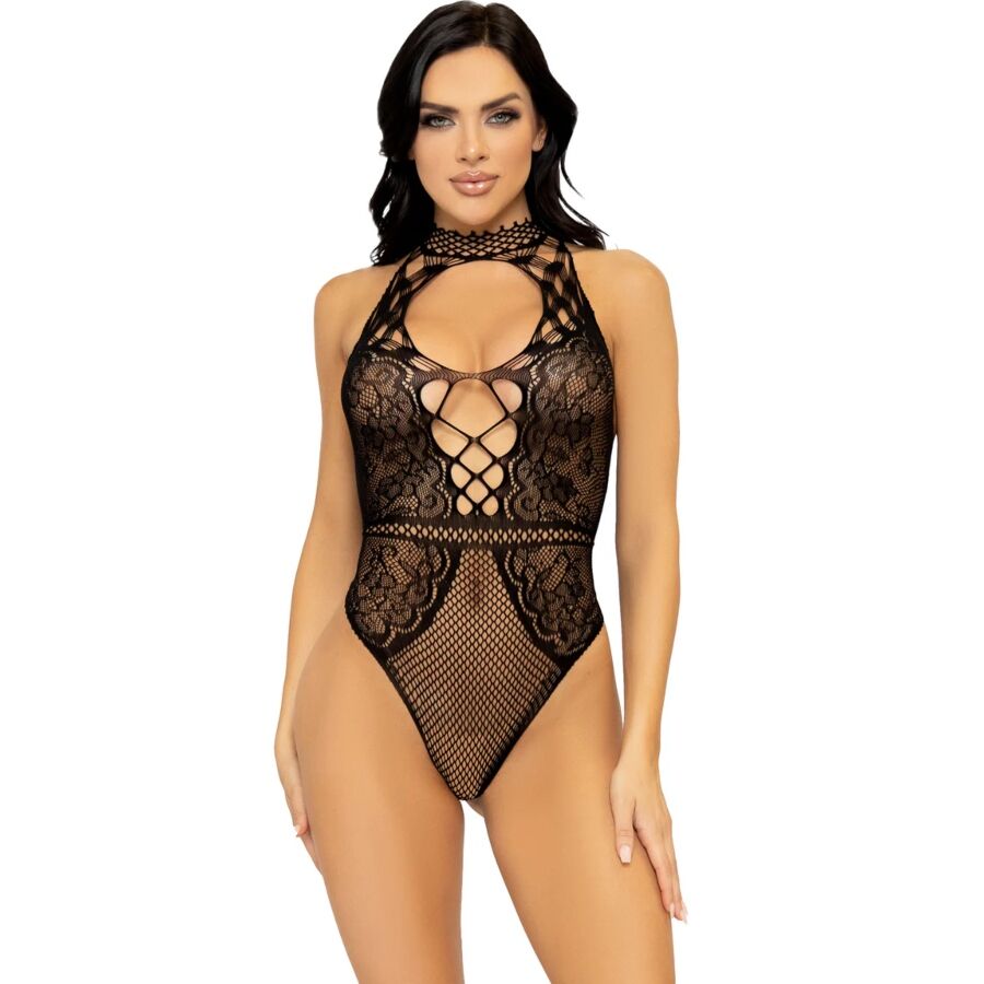 LEG AVENUE BODYSTOCKINGS Body Gilet Résille Dentelle Taille Unique - Aura Intime