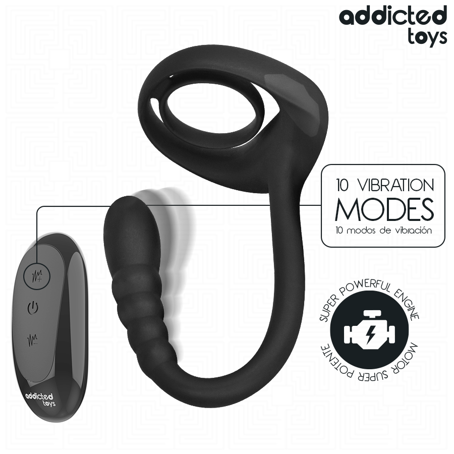 ADDICTED TOYS Anneau Pénitentiaire Vibrant Point P Télécommande — accessoires inclus