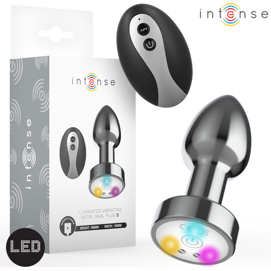 INTENSE ANAL TOYS PLUG ANAL VIBRANT MÉTAL LUMIÈRES LED TÉLÉCOMMANDE - TAILLE S - Aura Intime