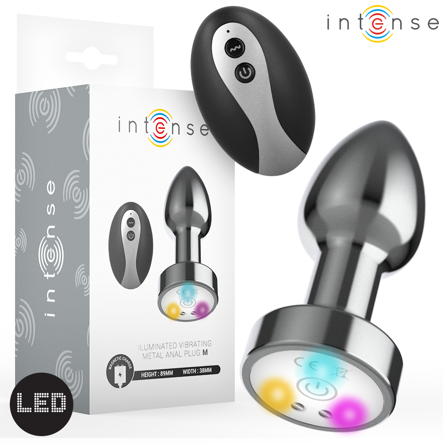 INTENSE ANAL TOYS PLUG ANAL VIBRANT MÉTAL LUMIÈRES LED TÉLÉCOMMANDE - TAILLE M - Aura Intime