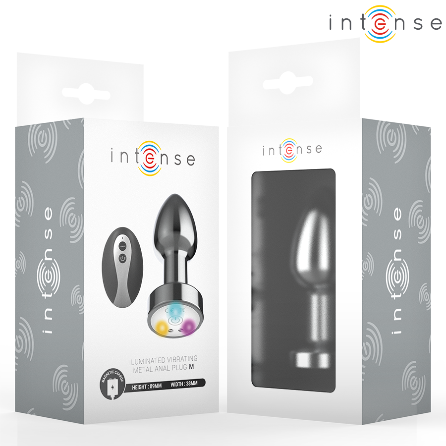 INTENSE ANAL TOYS PLUG ANAL VIBRANT MÉTAL LUMIÈRES LED TÉLÉCOMMANDE - TAILLE M — vue alternative
