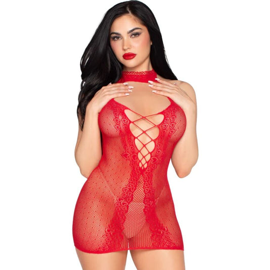 LEG AVENUE DRESSES 81675 Robe Mini Dos Nu Rouge - Taille Unique - Aura Intime