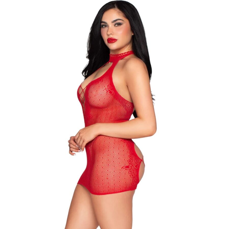 LEG AVENUE DRESSES 81675 Robe Mini Dos Nu Rouge - Taille Unique — vue détaillée
