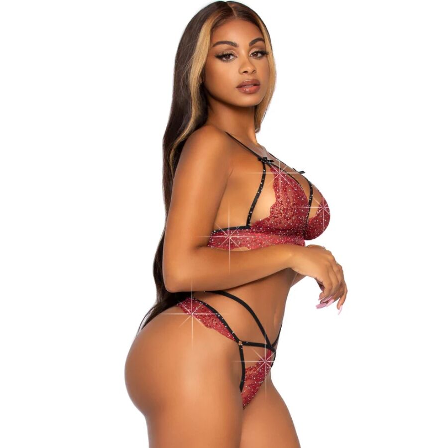 LEG AVENUE SETS 81623 Ensemble Soutien-Gorge + String Bordeaux Taille S — vue détaillée