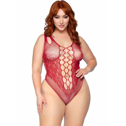 LEG AVENUE TEDDIES 81641X Body Sans Couture Bordeaux Taille 1X/2X - Aura Intime