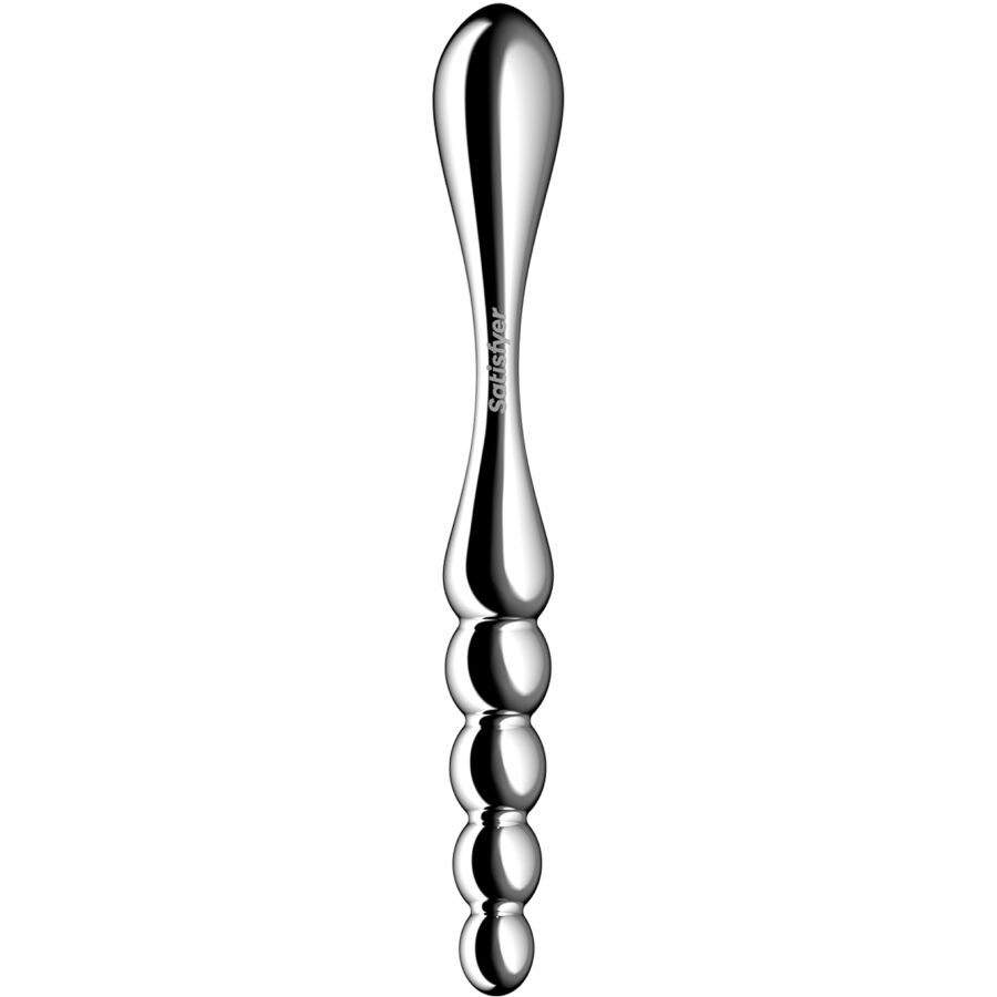 SATISFYER DILDO STAR FORCE 1 GODEMICHET DOUBLE ACIER INOXYDABLE — vue arrière