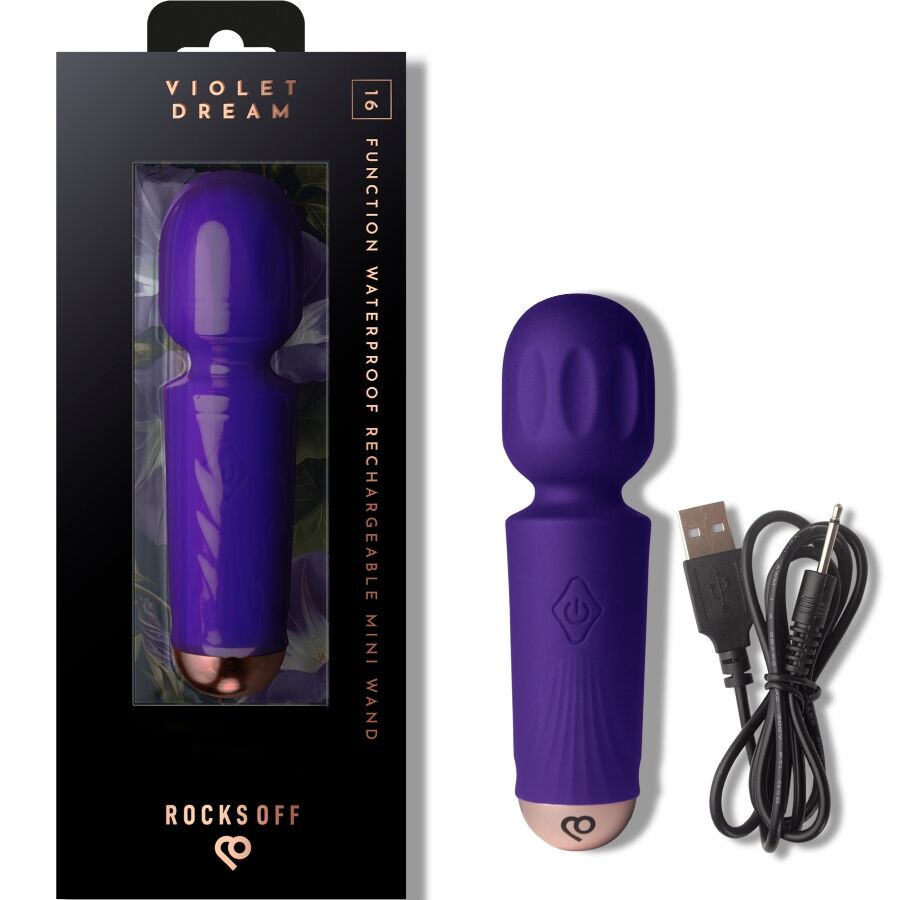 ROCKS-OFF Mini Baguette Rechargeable 16 Fonctions Violet Dream — vue détaillée