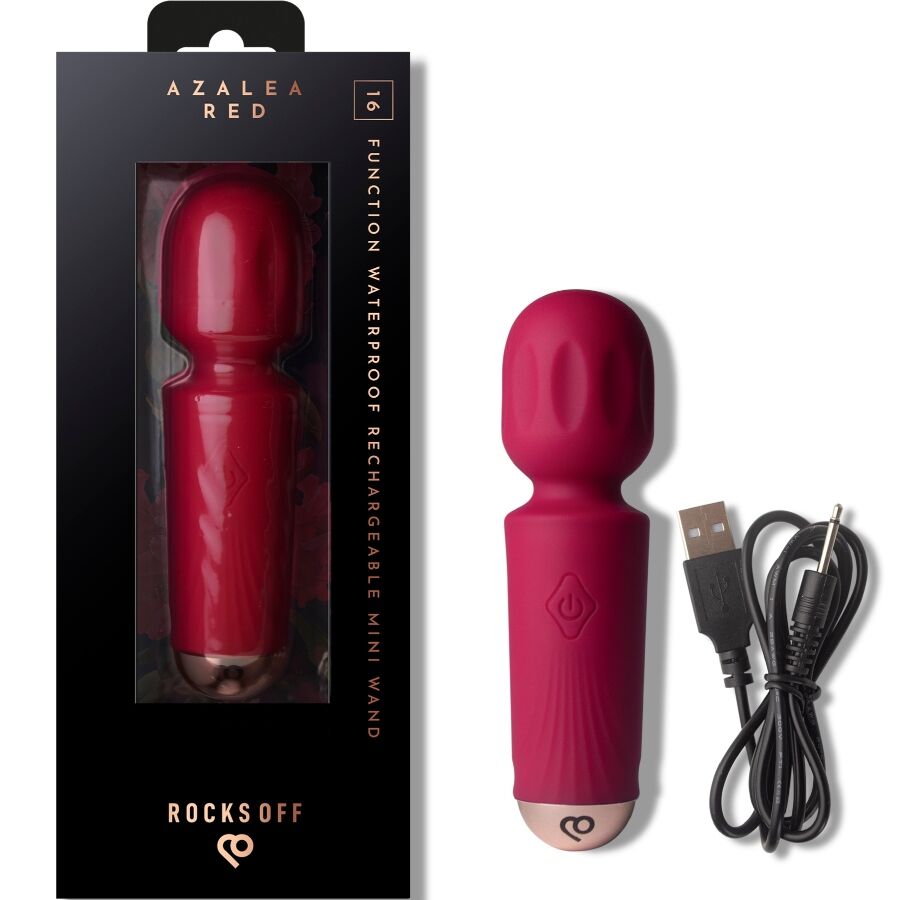 ROCKS-OFF Mini Baguette Rechargeable 16 Fonctions Rouge Azalée — vue détaillée