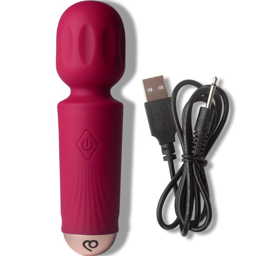 ROCKS-OFF Mini Baguette Rechargeable 16 Fonctions Rouge Azalée — vue arrière