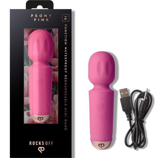 ROCKS-OFF Mini Baguette Rechargeable 16 Fonctions Rose Pivoine - Aura Intime