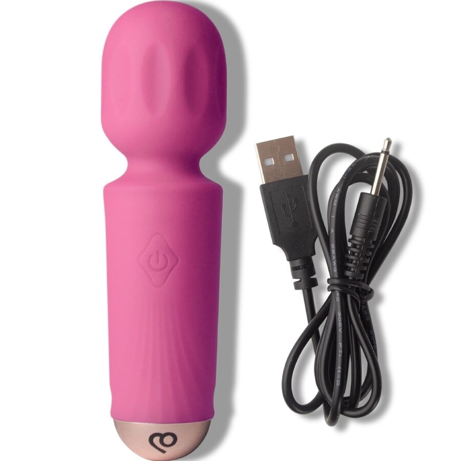 ROCKS-OFF Mini Baguette Rechargeable 16 Fonctions Rose Pivoine — vue arrière
