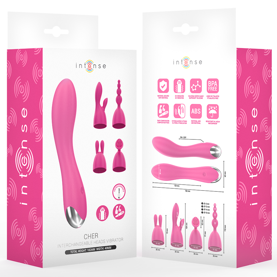 INTENSE HIGH TECH VIBRATEUR CHER 20 MODES MOUVEMENTS EMBOUTS INTERCHANGEABLES — vue alternative