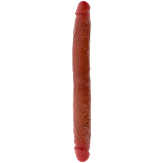 GET REAL GODEMICHET SILICONE À DOUBLE EXTRÉMITÉ CARAMEL 35 CM - Aura Intime