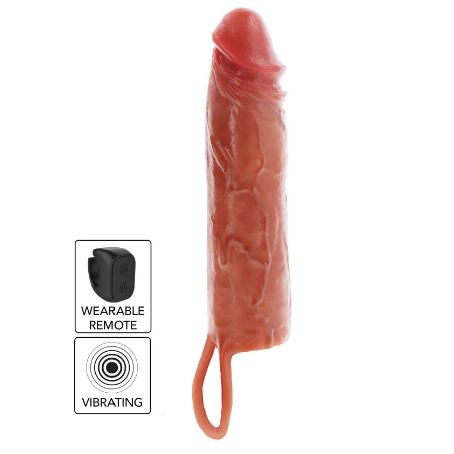 GET REAL MANCHON PÉNIS VIBRANT SILICONE HYDRATANT CARAMEL 20 CM - Aura Intime