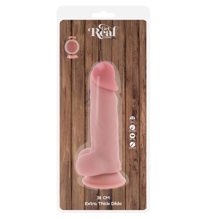 GET REAL PÉNIS RÉALISTE LUXE TESTICULES EXTRA ÉPAIS 31 CM — accessoires inclus
