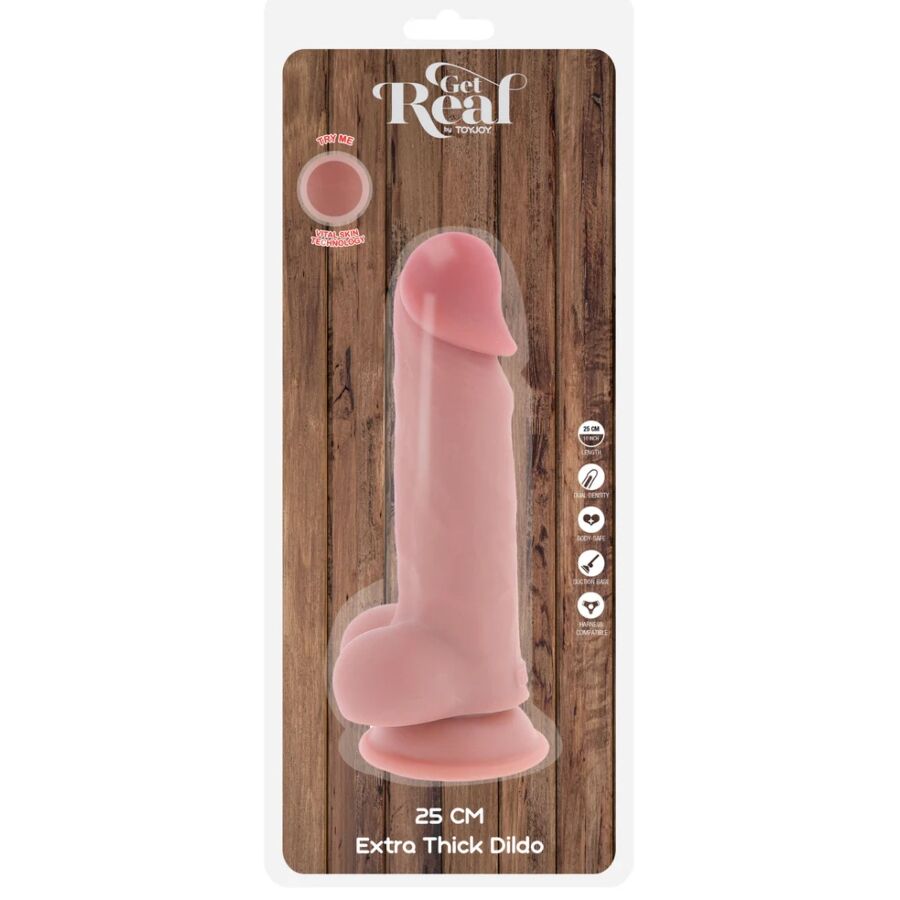 GET REAL PÉNIS RÉALISTE LUXE TESTICULES EXTRA ÉPAIS 25 CM — accessoires inclus