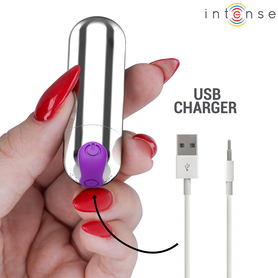INTENSE FUN TOYS Karen Mini Vibrante Rechargeable Argent — accessoires inclus