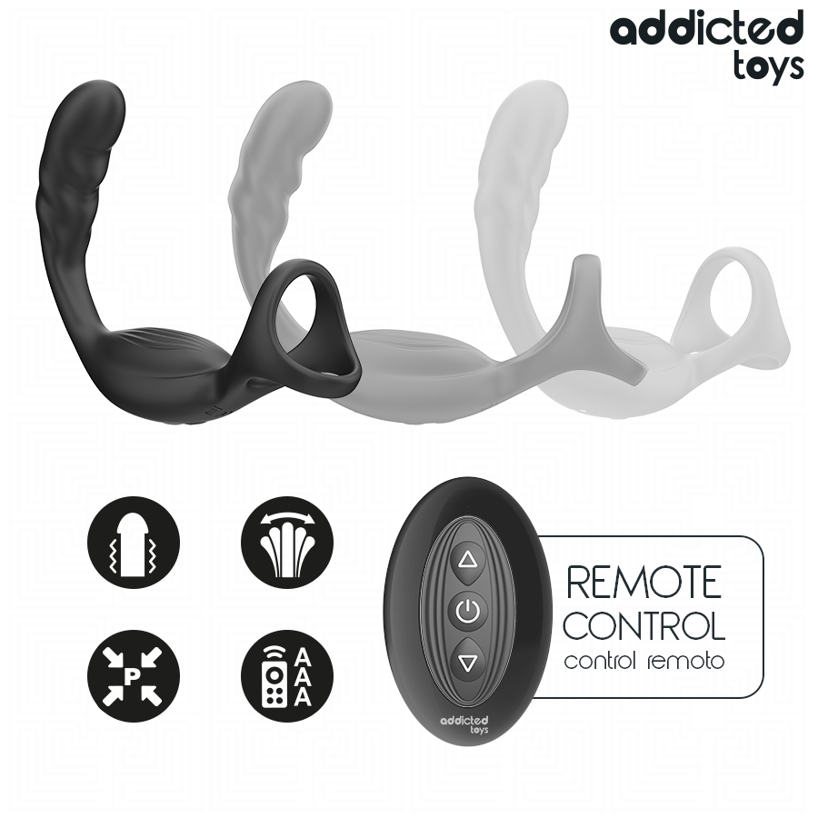 ADDICTED TOYS Anneau Pénis Prostatique Double Télécommande — accessoires inclus