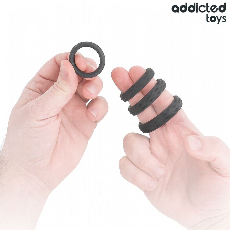ADDICTED TOYS Ensemble D'Anneaux Pénis Texturés, 4 Tailles — vue détaillée