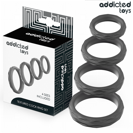 ADDICTED TOYS Ensemble D'Anneaux Pénis Texturés, 4 Tailles - Aura Intime