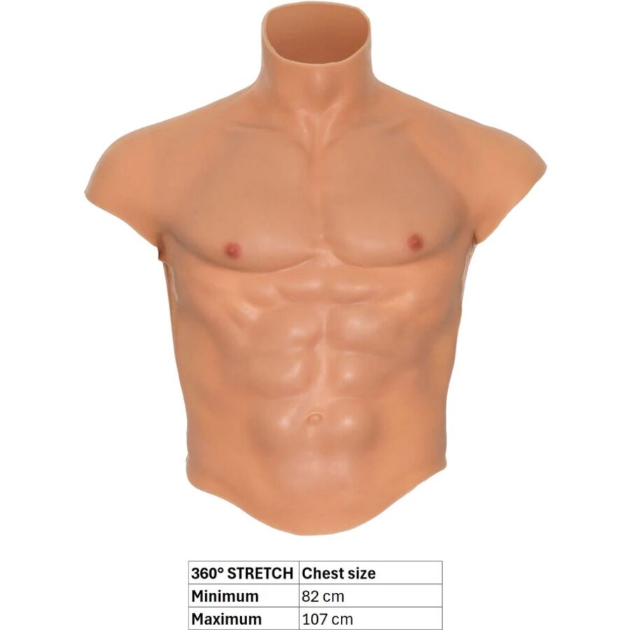 HIDDEN DESIRE T-SHIRT TORSE MASCULIN SILICONE ALTER EGO ESTHÉTIQUE ABS — accessoires inclus