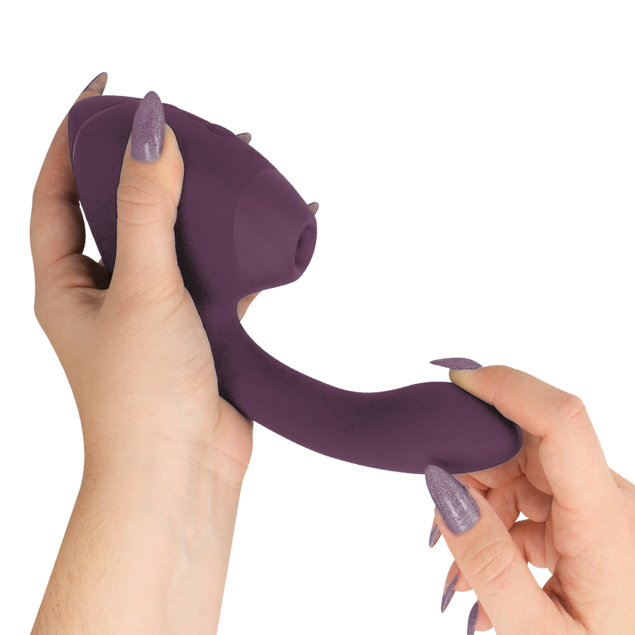 WOMANIZER Duo Next Stimulateur Clitorial Point G Double Violet Foncé — vue arrière