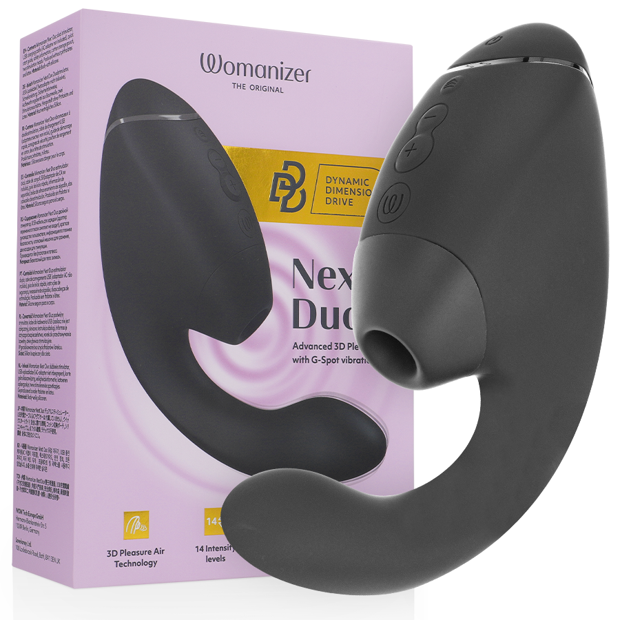WOMANIZER Duo Next Stimulateur Clitorial Point G Double Noir - Aura Intime
